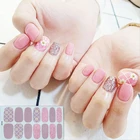 14 наконечниковлист, полная обложка для ногтей, наклейки для ногтей, простые украшения для ногтевого дизайна, дизайн сердца, блестящая пудра, маникюрные наконечники