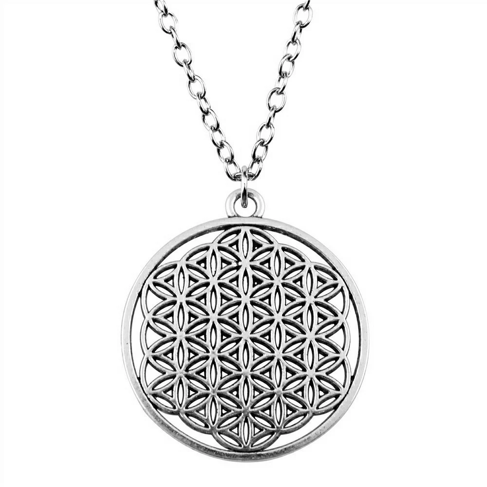

1 шт., женское ожерелье с подвеской в виде цветка жизни, 47 х42 мм