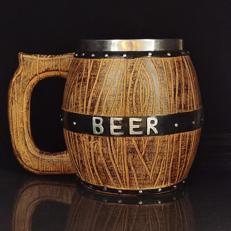 Деревянная бочка пивная кружка из дуба в форме ведра с двойными стенками чашка