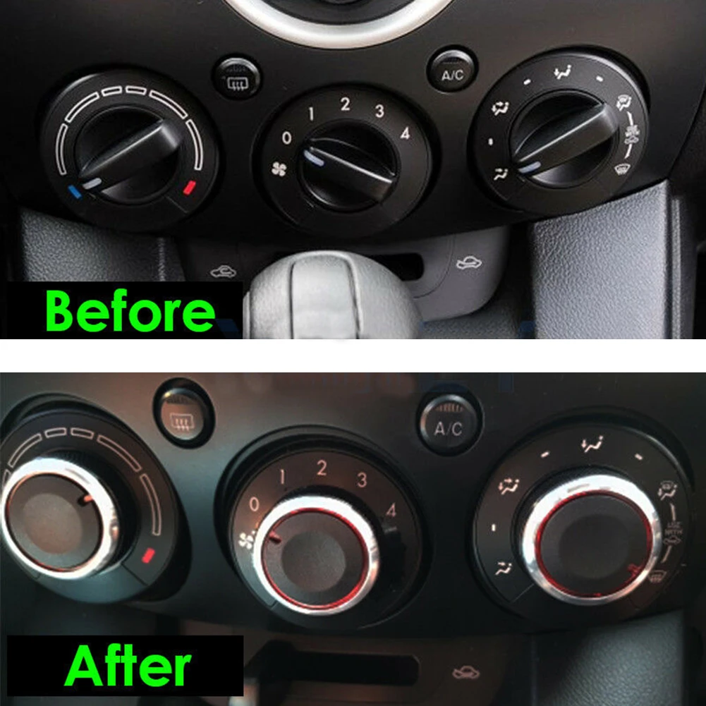 

3 Pcs/Set A/C Knob Button Black Replacement Air Conditioning Aluminum Alloy For Mazda 2 High Quality ABS Knob M2