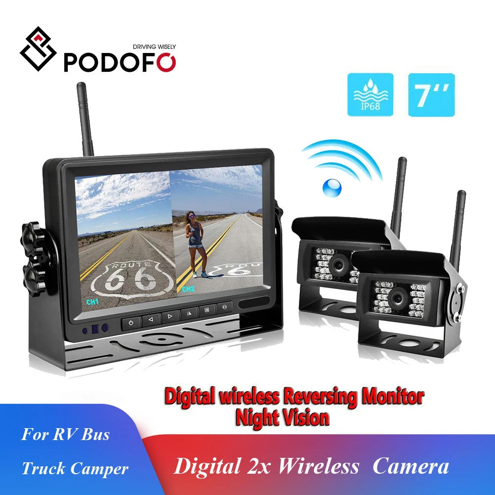 Podofo 7 ''автомобильный монитор цифровая беспроводная резервная камера система