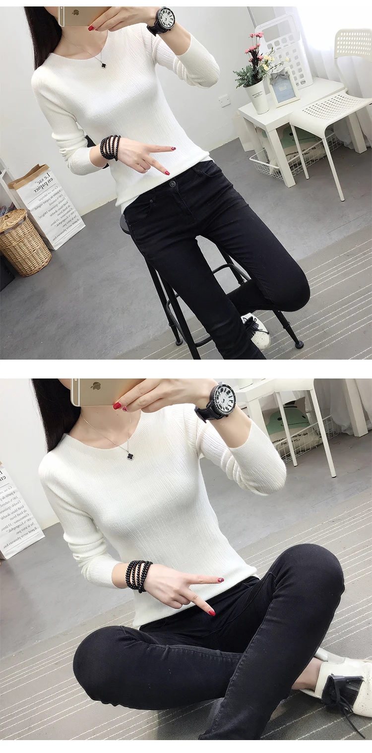 OHCLOTHINGnew style2019, короткий рукав, хлопок, круглый вырез, свитер, Женский рукав, голова, рукав, рубашка, пять, Одноцветный, плотный свитер, тонкий, ремонт