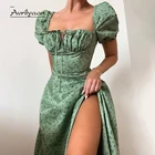 Avrilyaan сексуальное платье с цветочным принтом для женщин с высоким разрезом элегантные длинные платья с открытыми плечами с открытой спиной облегающее летнее платье платья