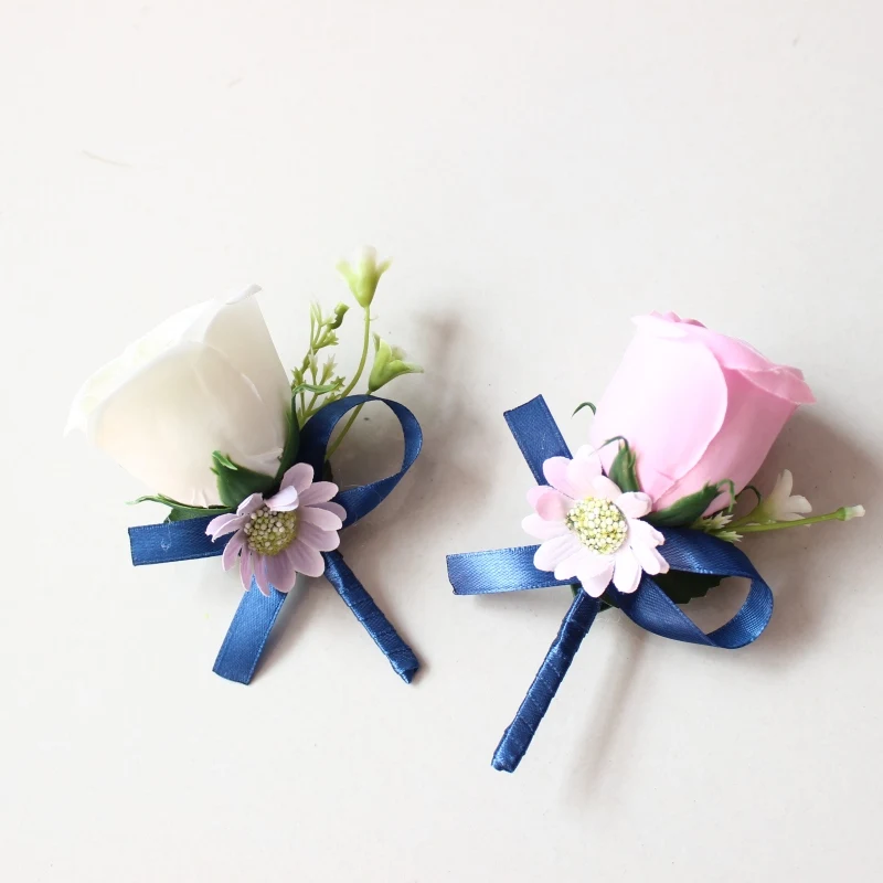 Высокое качество цветок на запястье в виде жениха и невесты для подружки Корсаж с