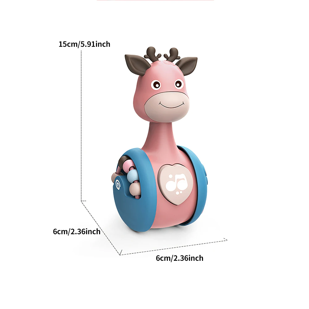 

Sliding Deer Baby Tumbler Rattle Learning Education Toys Newborn Teether Infant Hand Bell Mobile Stroller Music Roly-Poly Toy