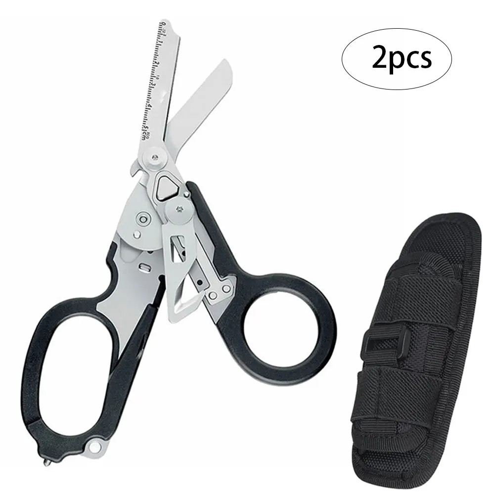 

2Pcs Multifunction Tijera Raptor Scissors Emergency Response Shears Multitool Folding Scissors Tactics Folding Pliers Fishing