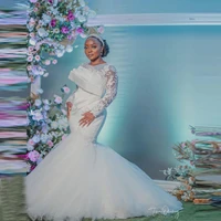 elegant plus size aso ebi wedding dresses mermaid long sleeves bridal lace wedding gowns satin ruffled bellanaija wedding gown
