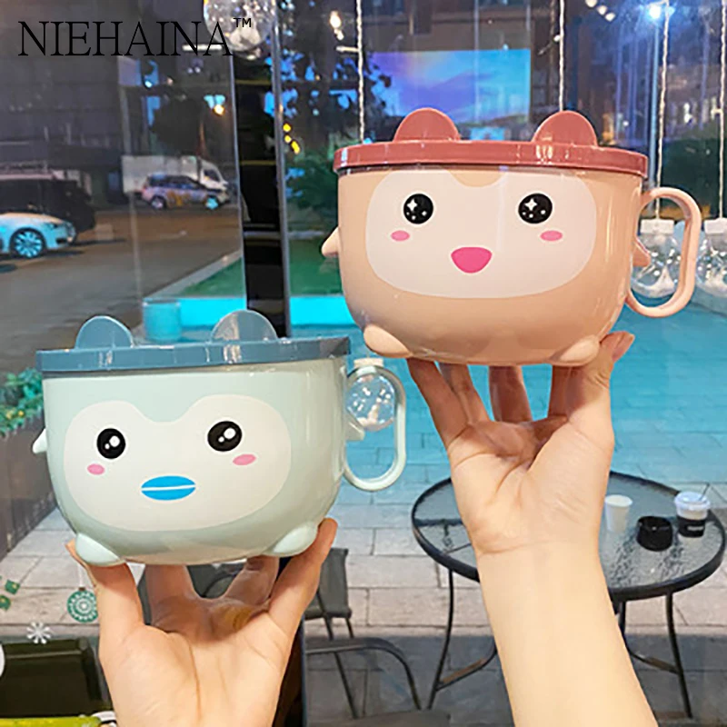 

800Ml Stainless Steel Instant Noodle Bowl Female Student Children Tableware With Lid Insulated Lunch Box