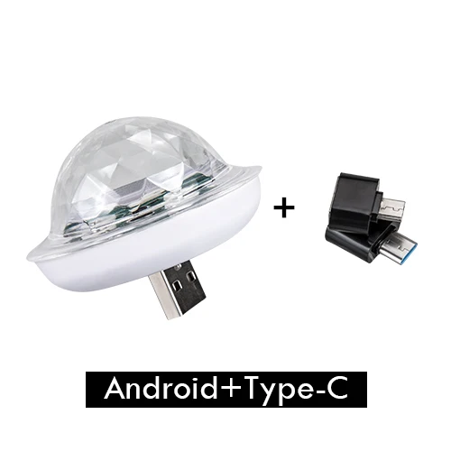 Android with Type-C Мини светодиодное оборудование для дискотек Портативный USB сценические вечерние украшения DC 5V 5W USB волшебный шар домашнее караоке красочный эффект DJ свет - Цвет: Android with Type-C