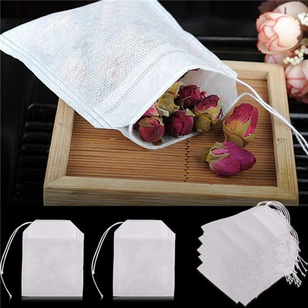 

Seal Tea Bags 100PCS Empty Scented Drawstring Pouch Bag 5.5*7CM Seal Filter Cook Spice Loose Coffee Pouches Tools