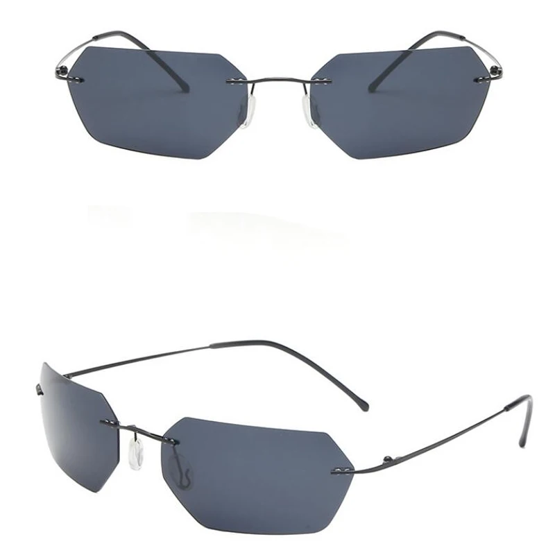 Мужские солнцезащитные очки без оправы модные ультралегкие с поляризационными