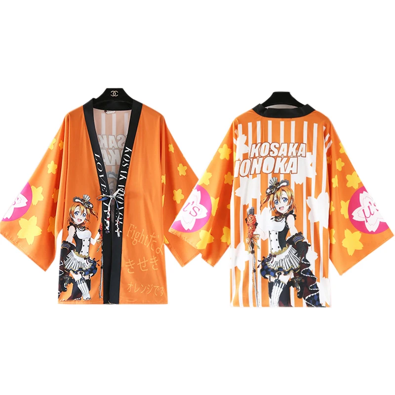 

Anime lovelive Ayase Eli Cosplay Costume Kousaka Honoka Kimono Yazawa Nico Printing Coat Cloak Casual Streetwear Men Women