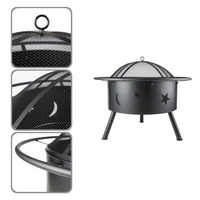 black color good wood burning bbq fire pit grilling supplies metal fire bowl long lasting for garden