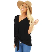 new 2021 ladies t shirts european style summer womens tops deep v neck solid color pockets loose short sleeved t shirt