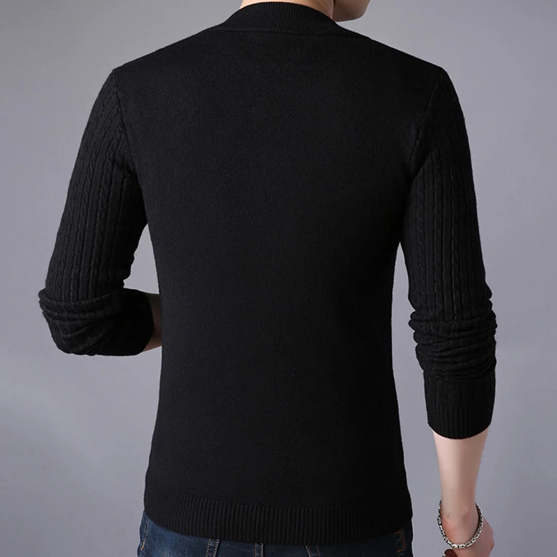 

Men Mandarin Collar Sweater Black Red Grey Navy Blue Zipper Knitwear Sweaters Mens Autumn Warm Sweatercoat Zipper Cardigans