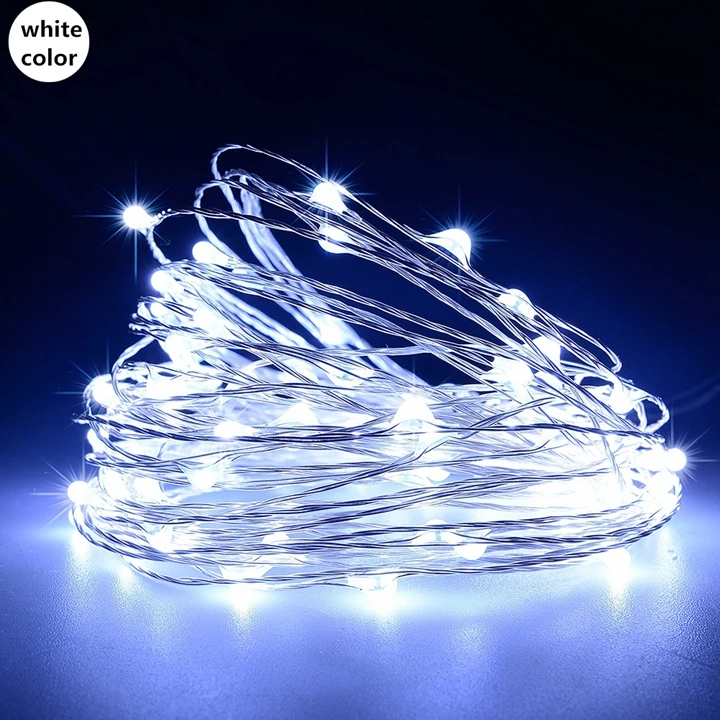 White Красочные сказочные огни DIY ночник 5/10 м светодиодный медный провод украшение на стену в виде дерева украшение свадебные праздничные вечерние светящиеся - Цвет: White