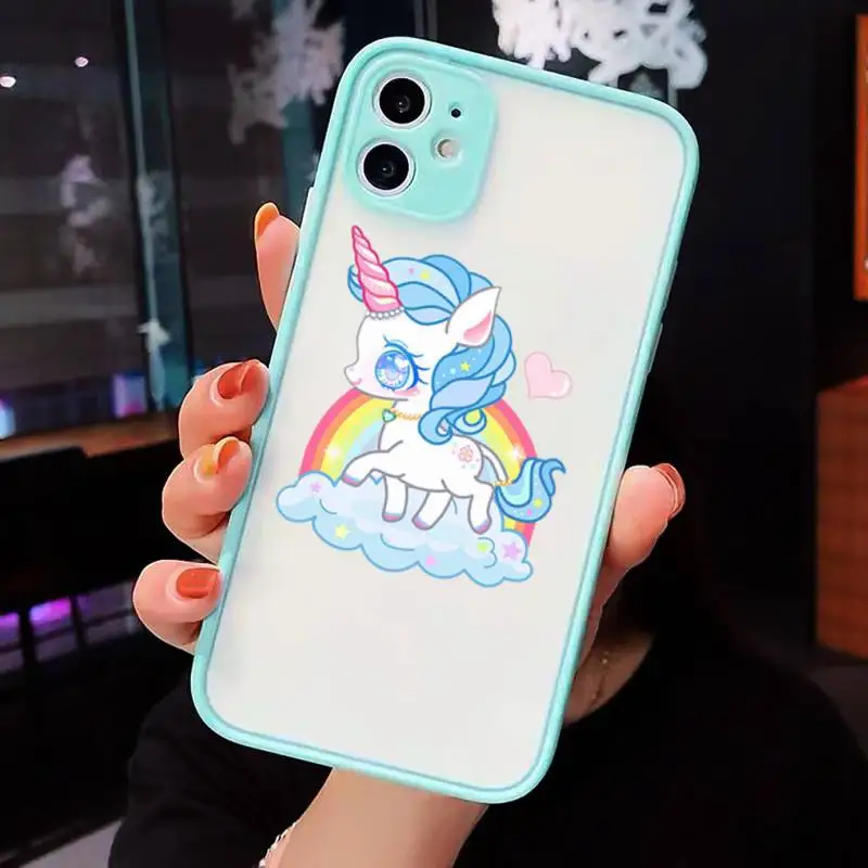 

unicorn Phone Cases Matte transparent For blue iPhone 12 Mini 11 Pro XR XS Max 7 8 Plus X Back Cover