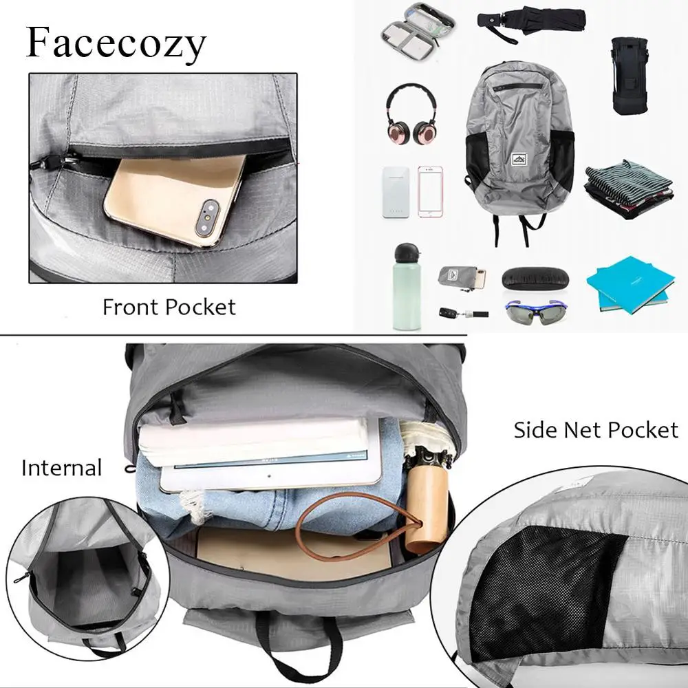 Уличный водонепроницаемый рюкзак Facecozy унисекс Складная портативная легкая
