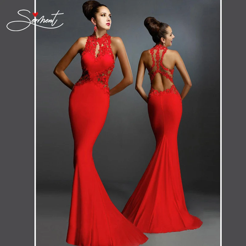 SERMENT Elegant Lace Mermaid Evening Dress Full Floral Print Lace Up Church Suitable for Evening Formal Dresses Evening Gown