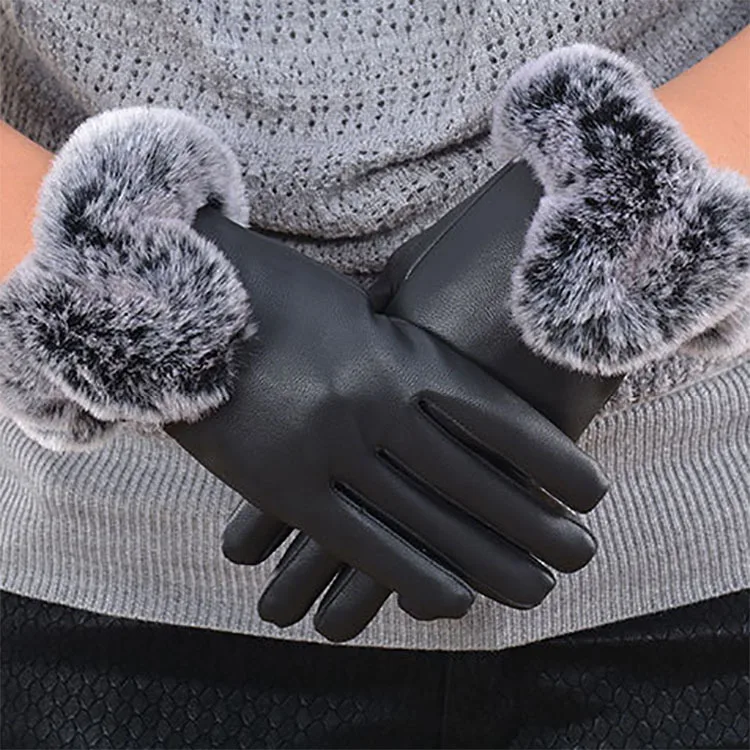 New pu-skin lady gloves winter warm plus velvet thick women pu | Аксессуары для одежды