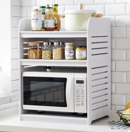Простой кухонный стеллаж для микроволновой печи в скандинавском стиле