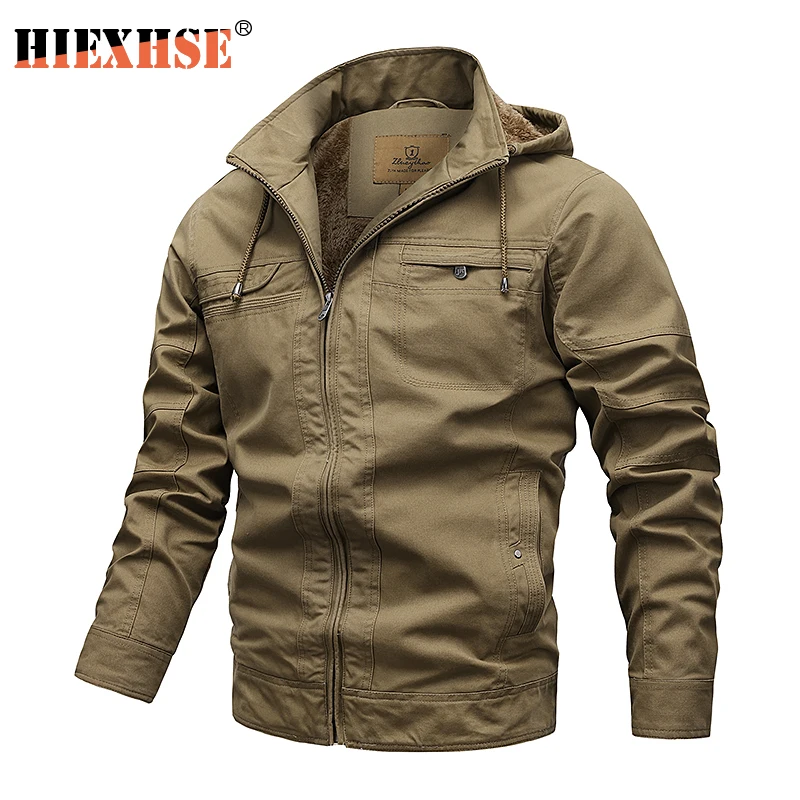 

Military Jacket Men Hoode Fleece Spring Autumn Cotton Windbreaker Pilot Coat Army Men's Bomber Jackets Cargo Flight Jacket Male