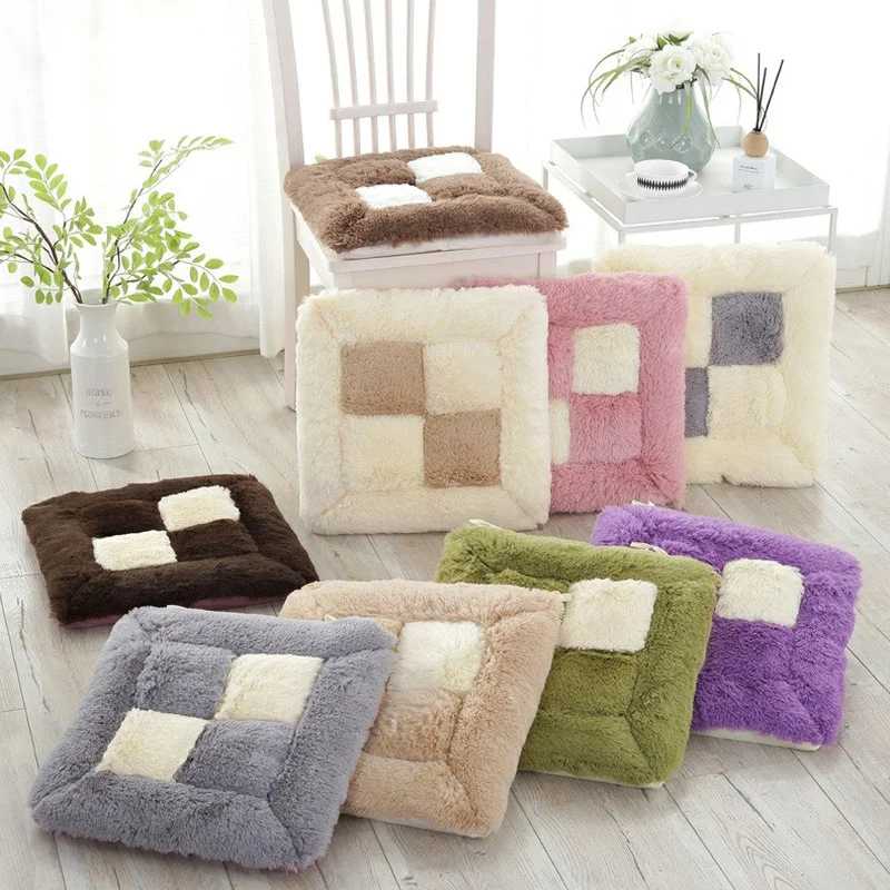

Plaid Printing Thicken Winter Plush Chair Cushion Student Cushion Office Car Butt Upholstery Household Goods Party Cushion