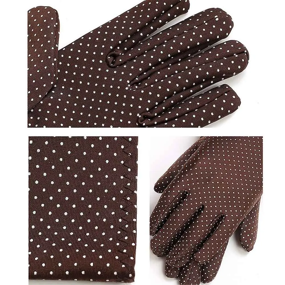 Женские эластичные перчатки в горошек удобные летние для вождения с защитой от