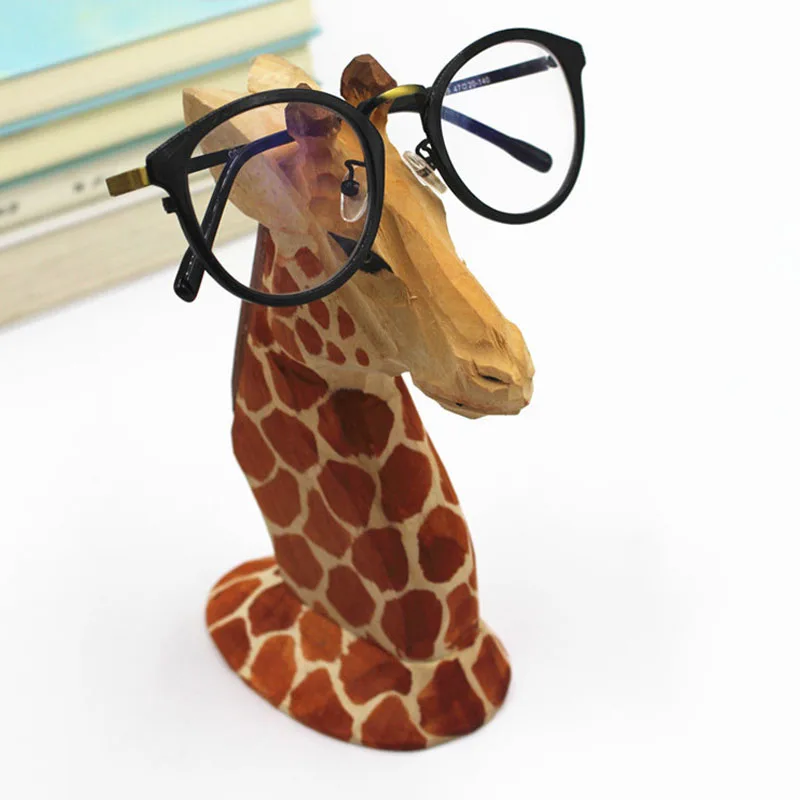 Резная статуя из массива дерева липы с животными стойка для очков держатель