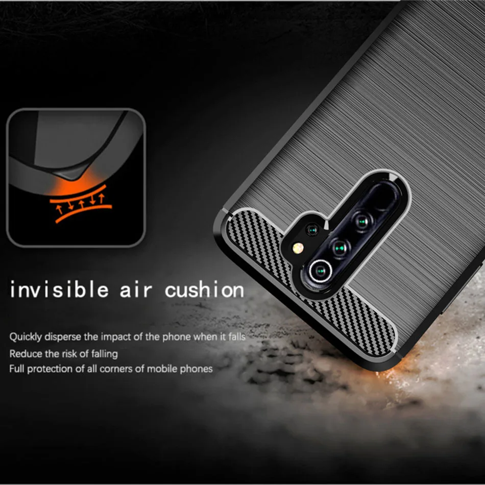 Мягкий силиконовый чехол Whyes для Xiaomi Redmi Note 8 Pro противоударный из углеродного