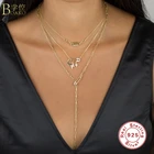 BOAKO 925 стерлингового серебра ожерелье для женщин Луна кисточкой цепочка с кулоном колье скрепки Роскошные ювелирные изделия CZ