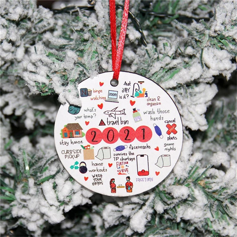 

Christmas Tree Ornaments Pendant Decorations 2021 Wooden Crafts Personalized Hanging Round Baubles Paintable Christmas Ornaments