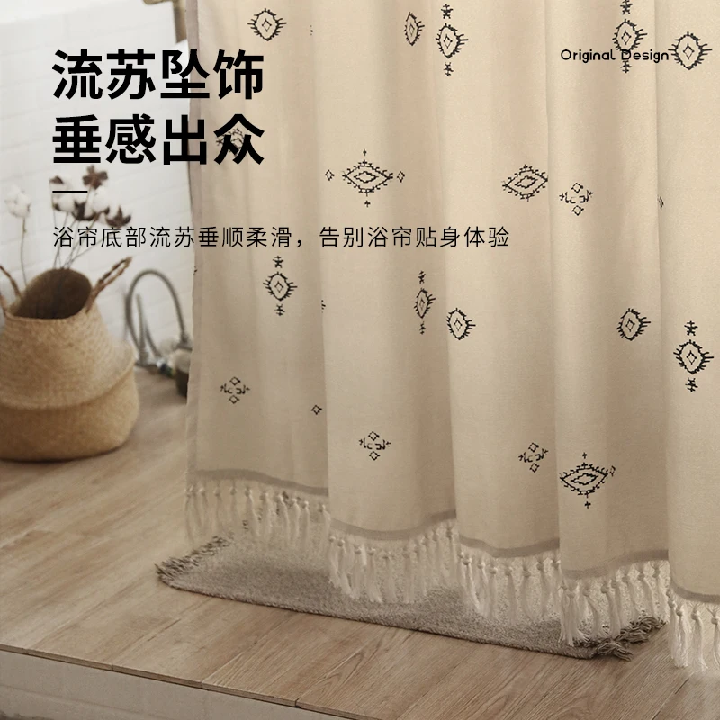 Online Tenda Da Doccia Impermeabile Addensata Cortina Cortinas De Bano Set Da Bagno Con Tenda Da Doccia E Tappeti DE50YL