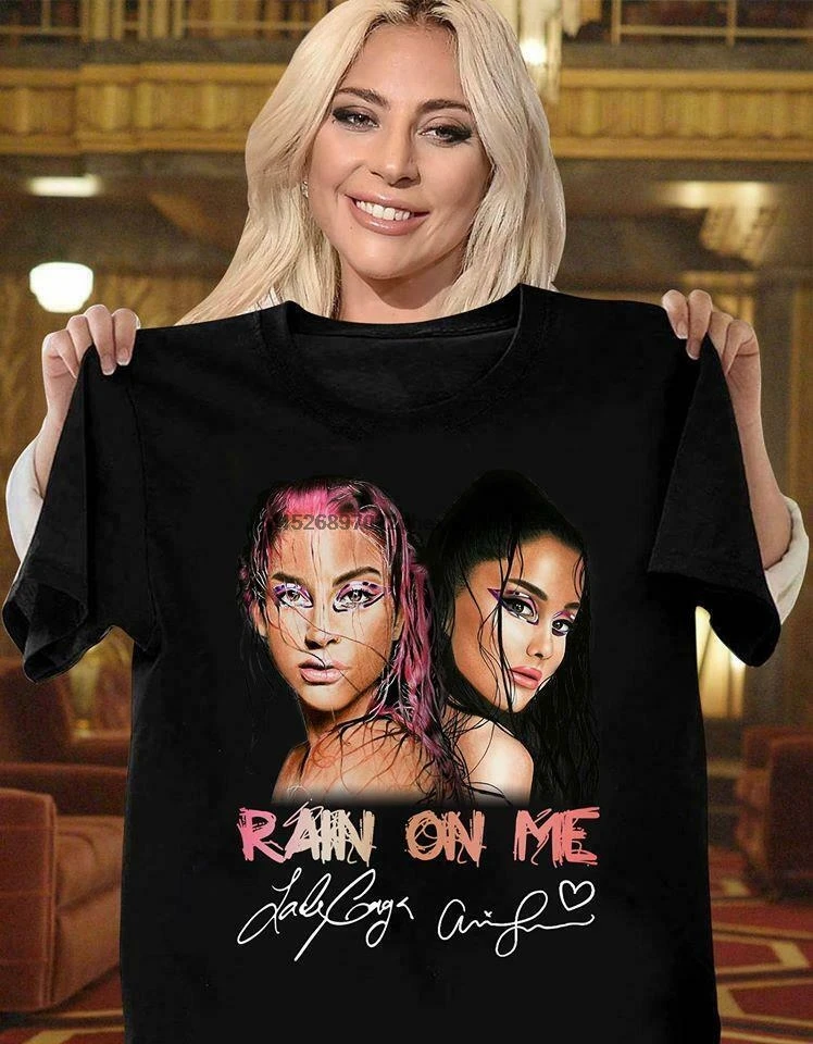 Леди Гага и Ариана Гранде дождь меня на портрете красивый подарок веер футболка