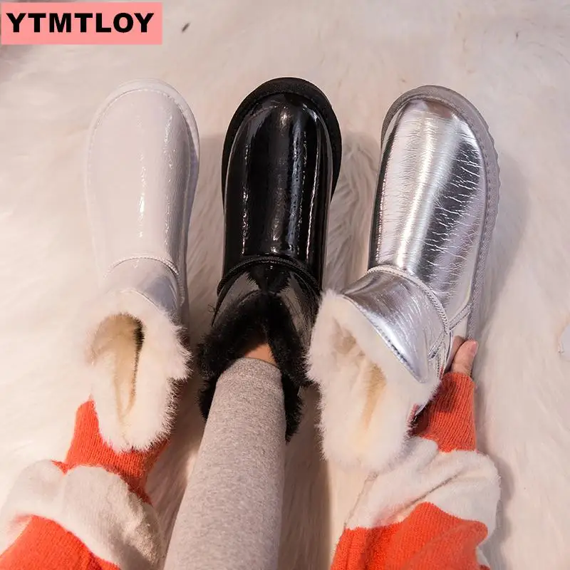 Женские зимние ботинки сверкающие женские новые теплые короткие плюшевые мягкие