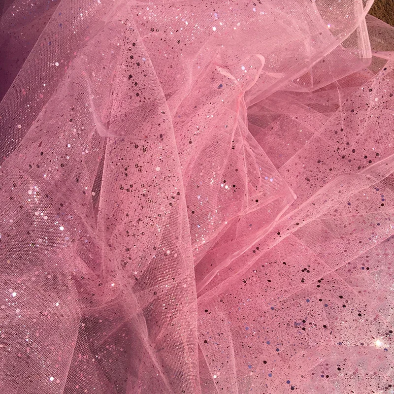 Практичная Ткань для шитья сделай сам красивая сетчатая ткань с блестками юбки