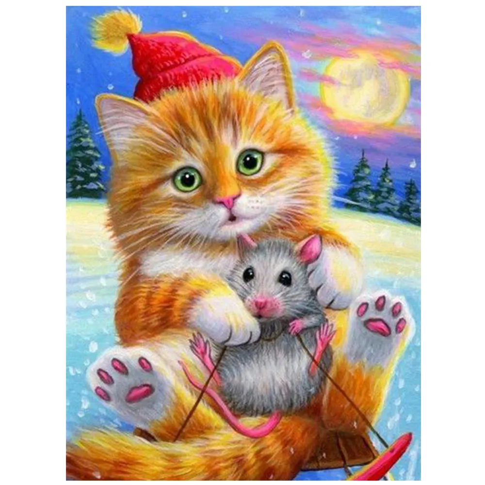 Алмазная 5D живопись полная мозаика с животными кошкой алмазная вышивка
