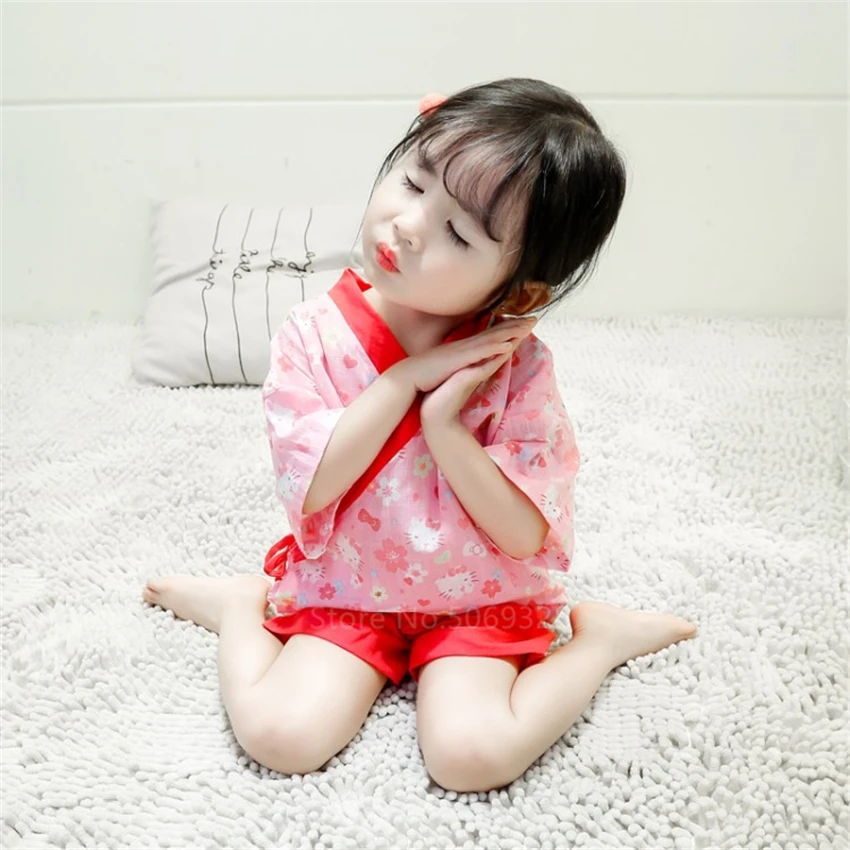 Кимоно Детское в японском стиле Хлопковая пижама с коротким рукавом милый