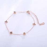 2021 colorless 18 k gold flower anklet for girls female stainless steel anklet necklace