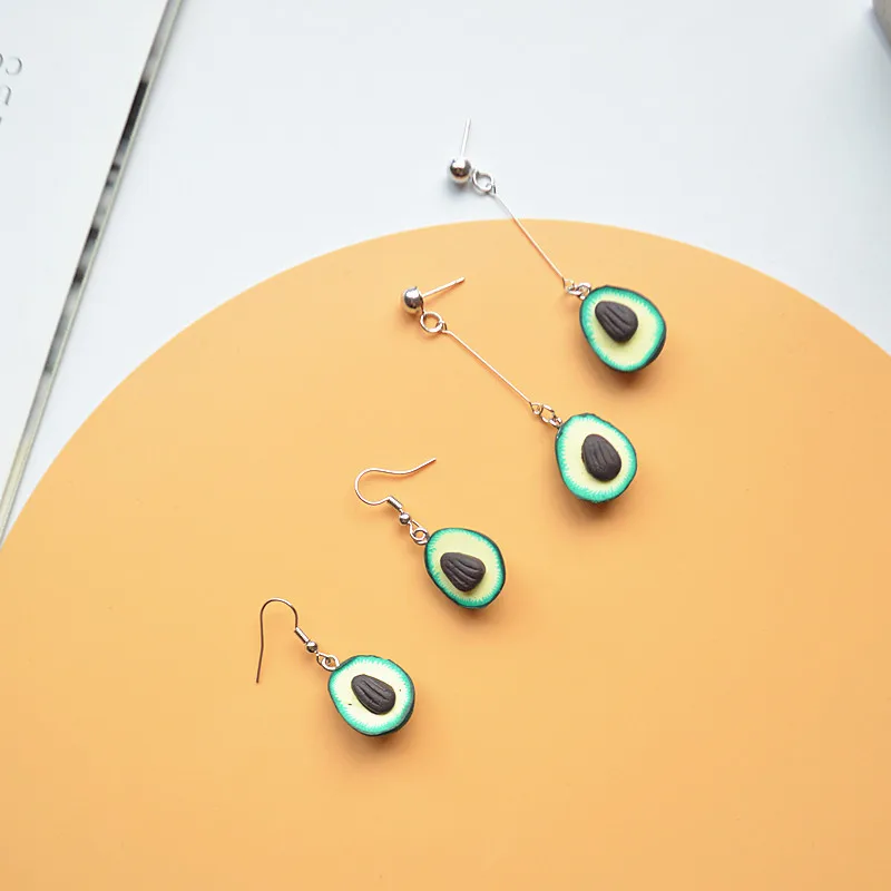 Новое поступление Модные Зеленые висячие серьги с авокадо милые полимерные