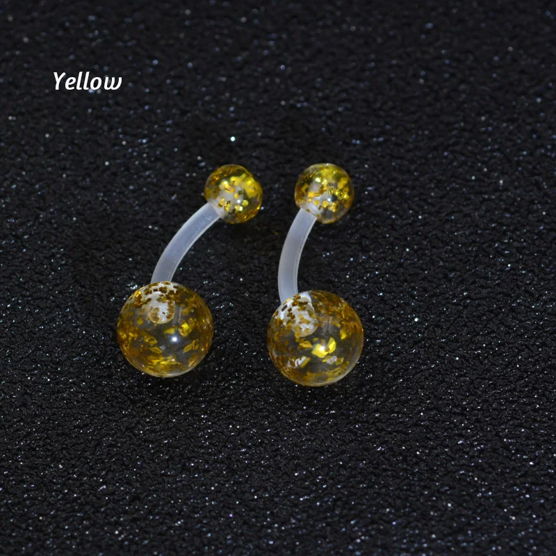 Yellow Starbeauty, 1 шт., смешанные цвета, Новое поступление, силиконовый пирсинг пупка, гибкая планка, прозрачный, маленький пирсинг, серьги-гвоздики nombril - Окраска металла: Yellow