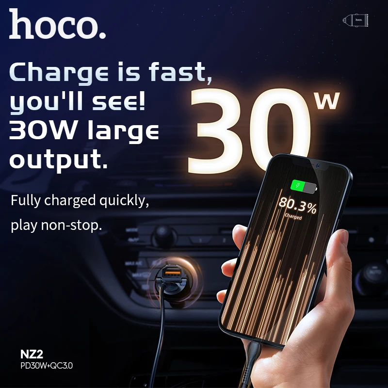 Автомобильное зарядное устройство HOCO USB PD 30 Вт быстрая зарядка QC4.0 3 0 Supercharge FCP для