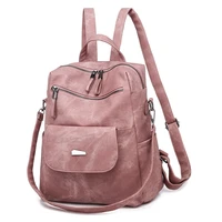 ladies pu leather school bag backpack adjustable shoulder strap fashion retro waterproof college travel shopping handbag