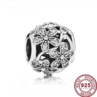 100 925 sterling silver bead bright hollow daisy beads fit pandora women bracelet necklace diy jewelry