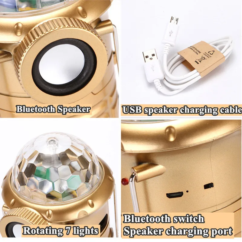 

USB multifunctional LED tent light Colorful Bluetooth Speaker Portable Lantern Collapsible Waterproof Camping party stage lights