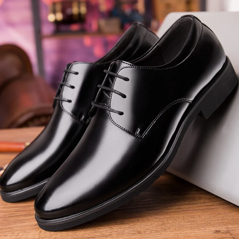 Туфли Misalwa мужские классические высокий каблук 5 см на шнуровке Дерби брендовые