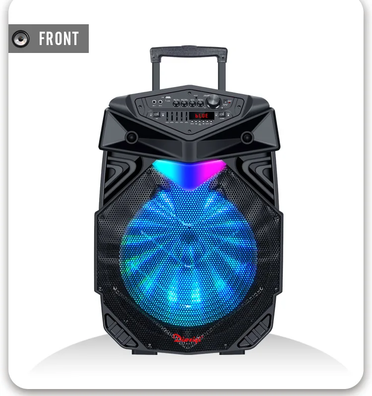 

15 Inch Outdoor Portable Bluetooth Audio Lights RGB Wireless 100W High Power Subwoofer Pull Rod Card U Disk K Song Caixa De Som