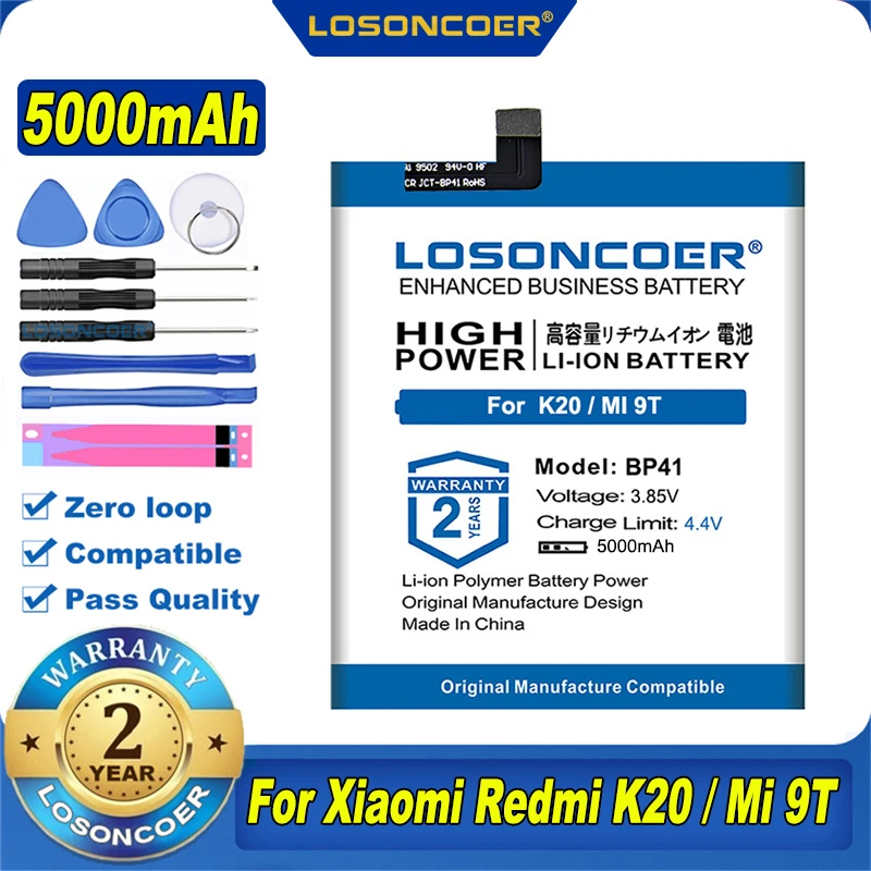 100% Оригинальный аккумулятор LOSONCOER 5000 мАч BP41 для Xiaomi Redmi K20 / Mi 9T|Аккумуляторы