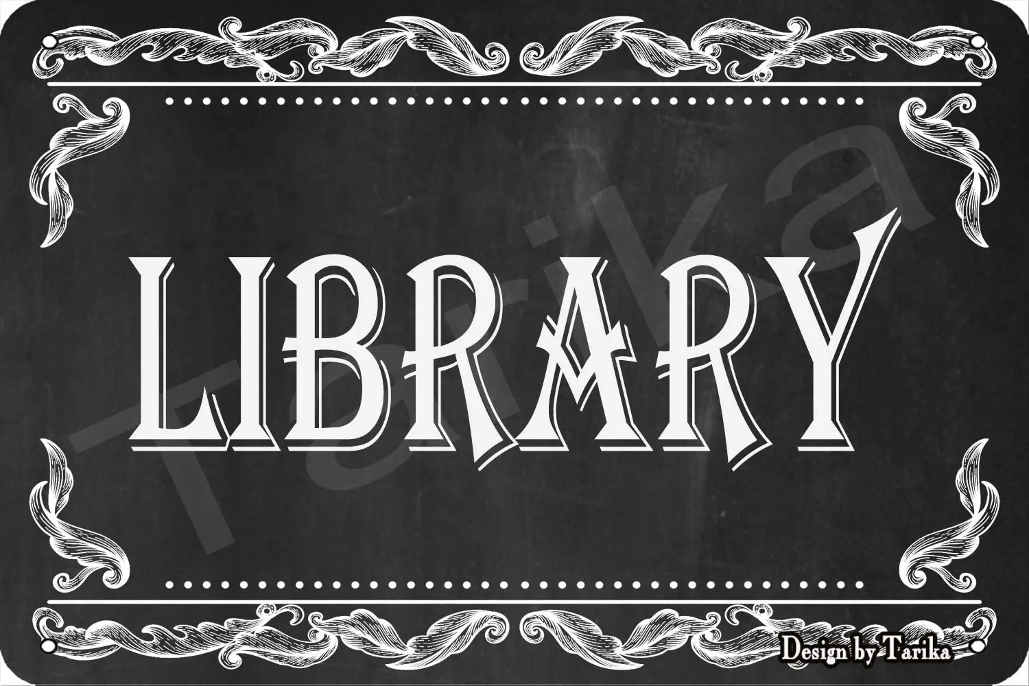 

Library Vintage Look Metal 20X30 cm Decoration Plaque Sign for Home Kitchen Bathroom Farm Garden Garage Wall Decor