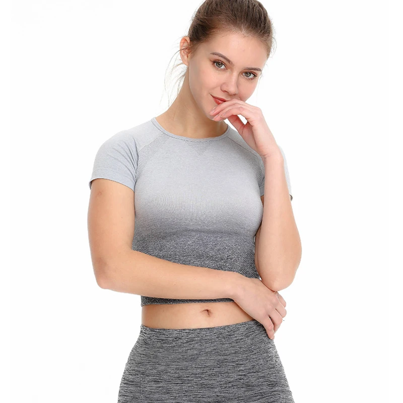 Женская рубашка для занятий йогой облегающая футболка с коротким рукавом и